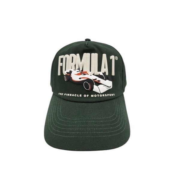 Formula 1 Graphic Green Snapback Hat Adjustable Embossed Print Cap NEW NWOT - Picture 1 of 5